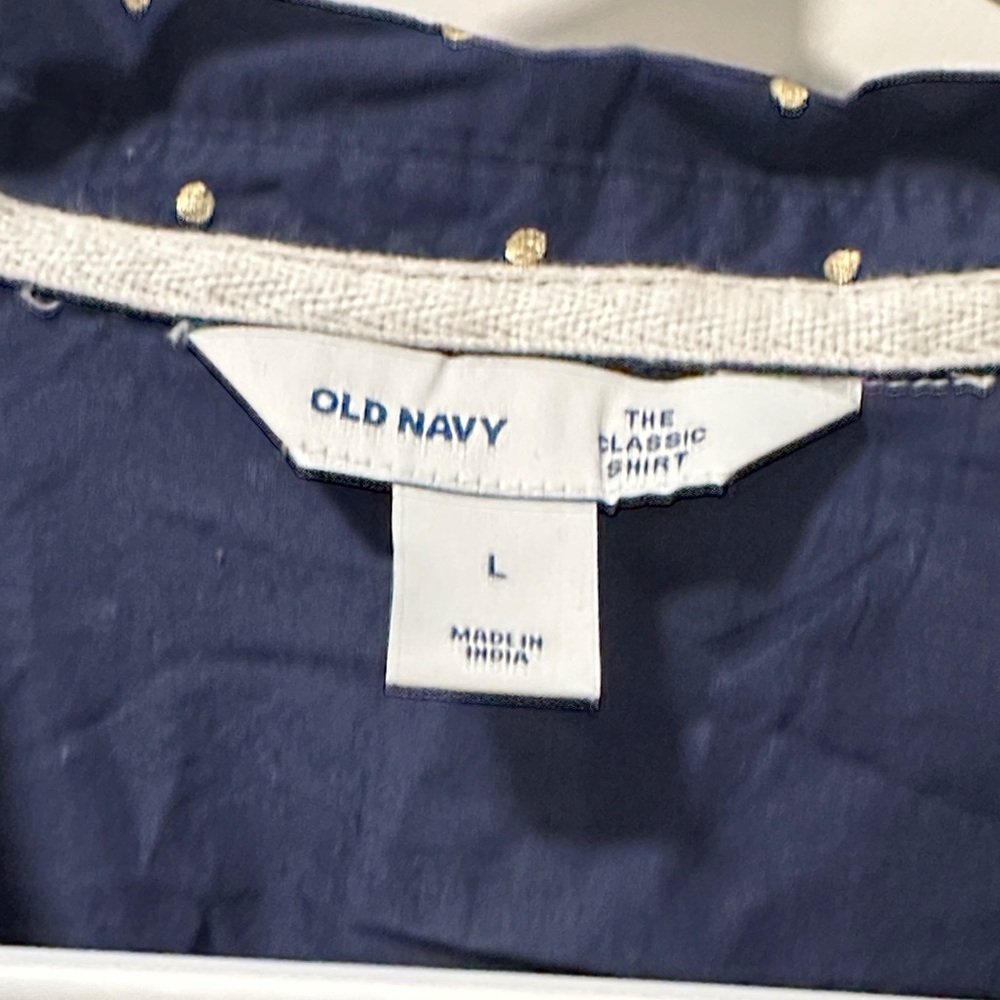 Old Navy Dark Blue Shirt with Gold Dots